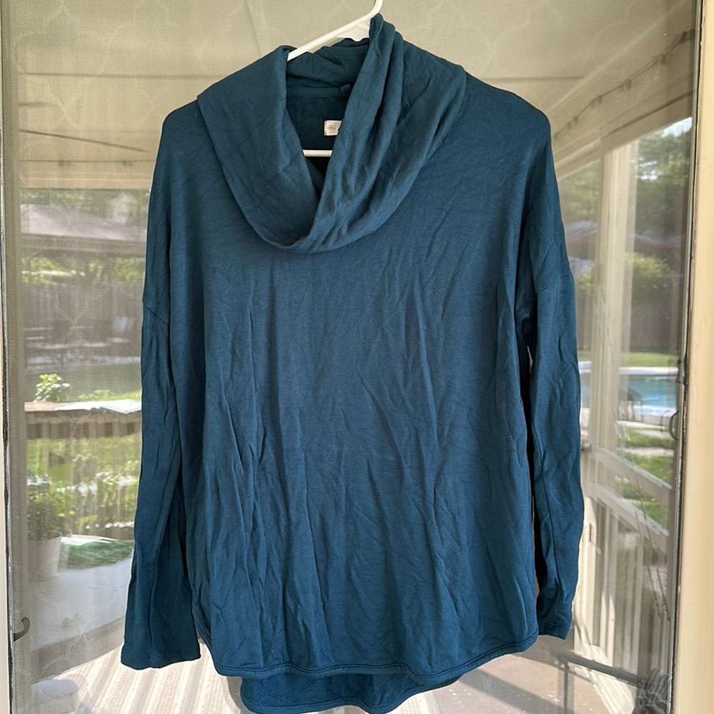 Cowl neck shirt.